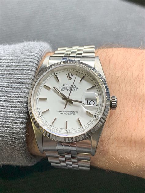 16234 rolex stainless steel case back|Rolex Datejust 16234, 36 mm, Steel, Silver Index Dial, Pre.